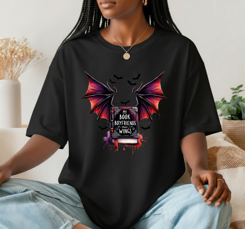 My Book Boyfriends Have Wings – Book Lover DTF Transfer