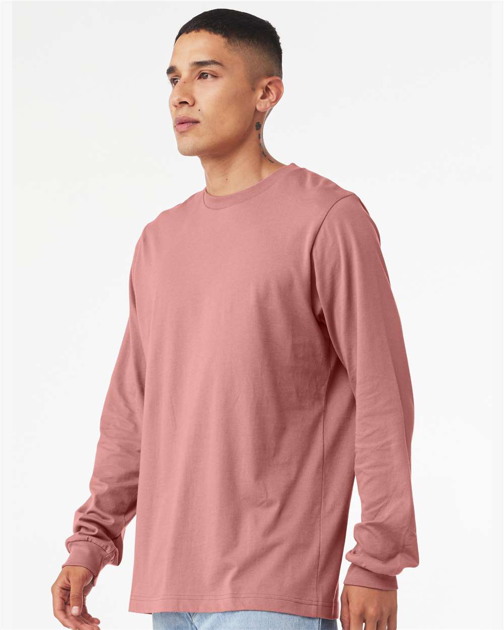 BELLA + CANVAS 3501 Unisex Jersey Long Sleeve Tee - Mauve - On Model Side