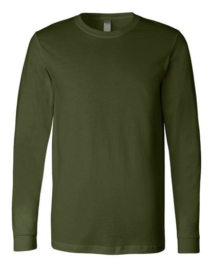 BELLA + CANVAS 3501 Unisex Jersey Long Sleeve Tee - Olive - Front View