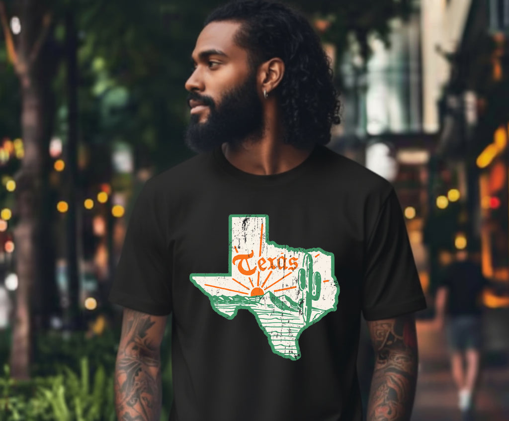 TEXAS State Pride Vintage Map – DTF Transfer