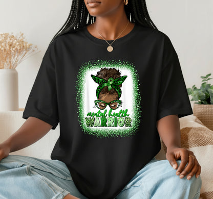 Mental Health Warrior Afro Messy Bun – Awareness DTF Transfer