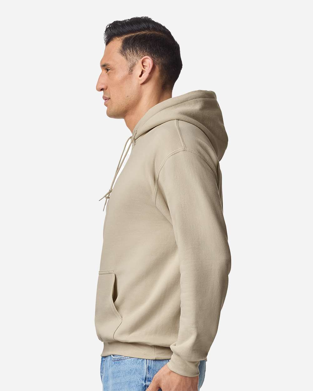 Gildan 18500 Unisex Heavy Blend™ Hooded Sweatshirt - Sand - On Model Side