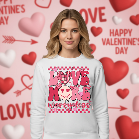 LOVE MORE WORRY LESS – Valentine DTF Transfer