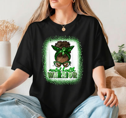 Mental Health Warrior Afro Messy Bun – Awareness DTF Transfer