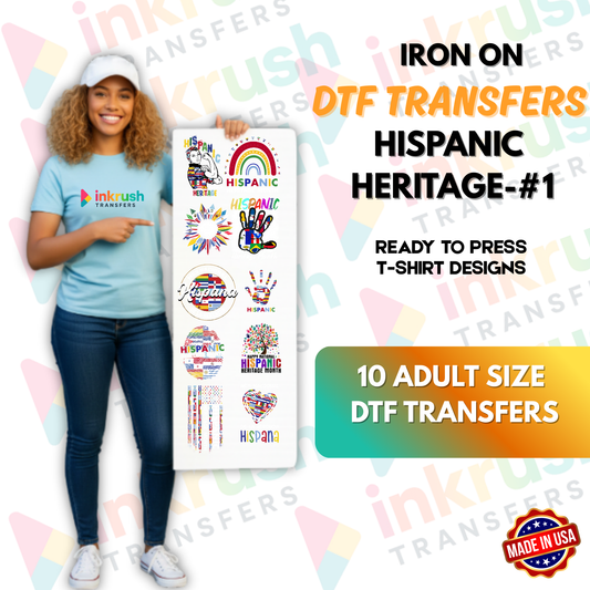Hispanic Heritage Bundle #1 – Cultura & Orgullo (22″ Gang Sheet, 10 Transfers)