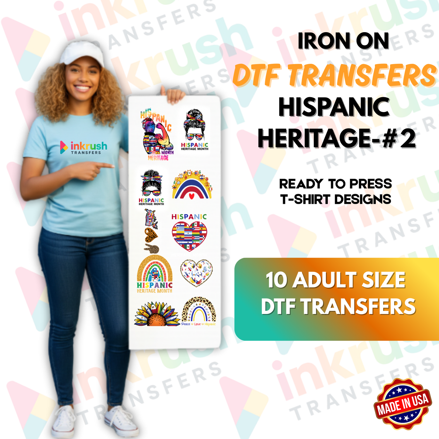 Hispanic Heritage Bundle #2 – Arte & Tradición (22″ Gang Sheet, 10 Transfers)