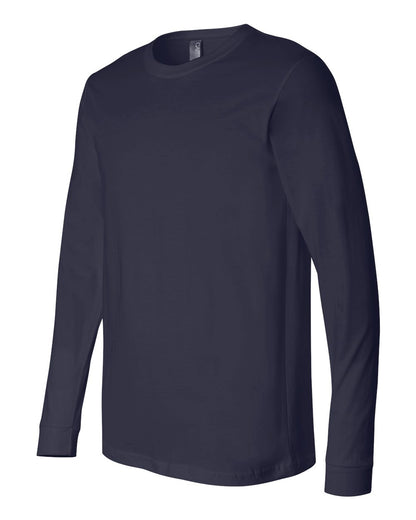 BELLA + CANVAS 3501 Unisex Jersey Long Sleeve Tee - Navy - Side View