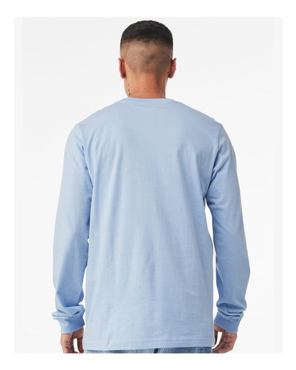 BELLA + CANVAS 3501 Unisex Jersey Long Sleeve Tee - Baby Blue - On Model Back