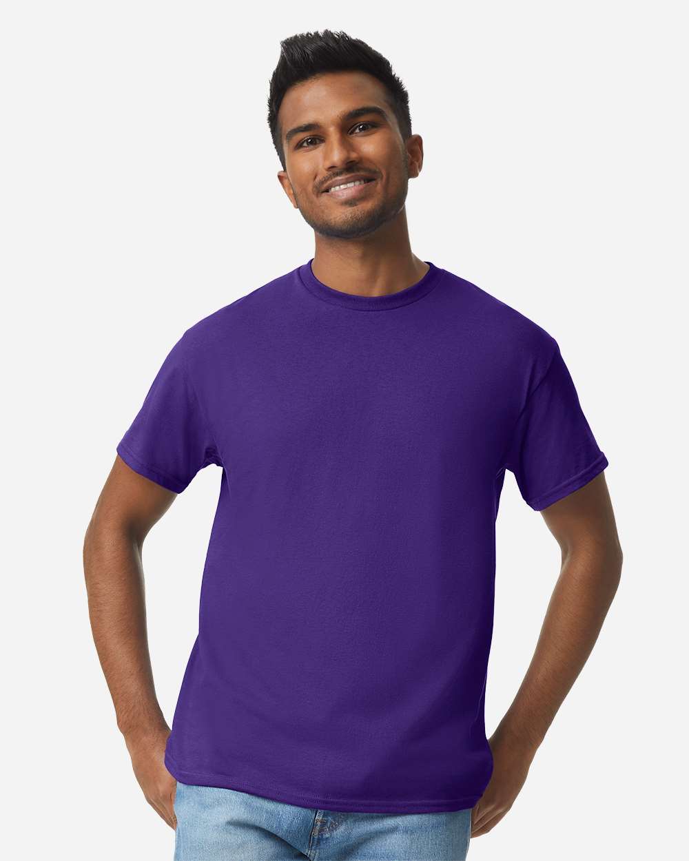 Gildan 5000 Unisex Heavy Cotton™ T-Shirt - Purple - On Model Front