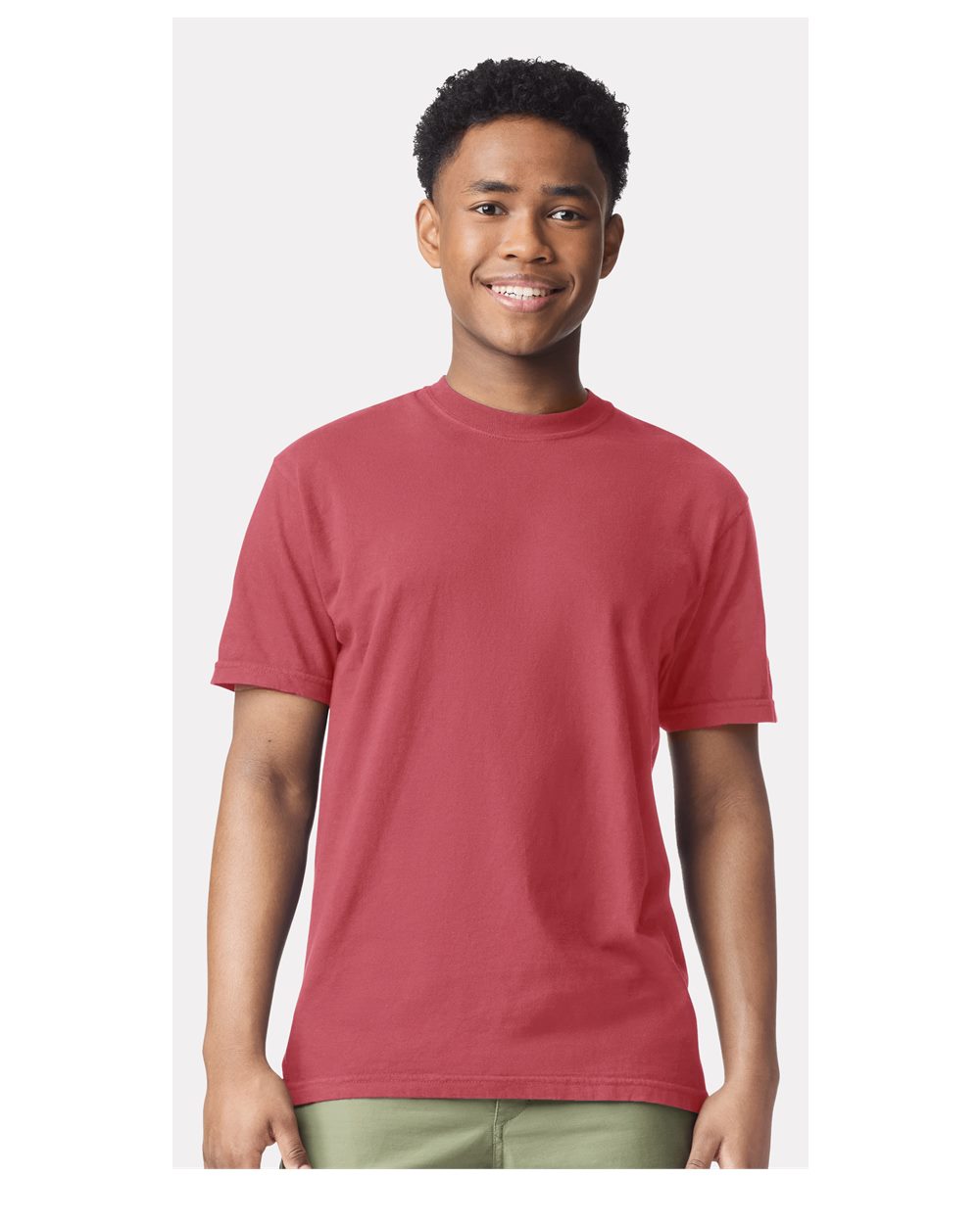 Comfort Colors 1717 Unisex Garment-Dyed Heavyweight T-Shirt - Chili - On Model Front