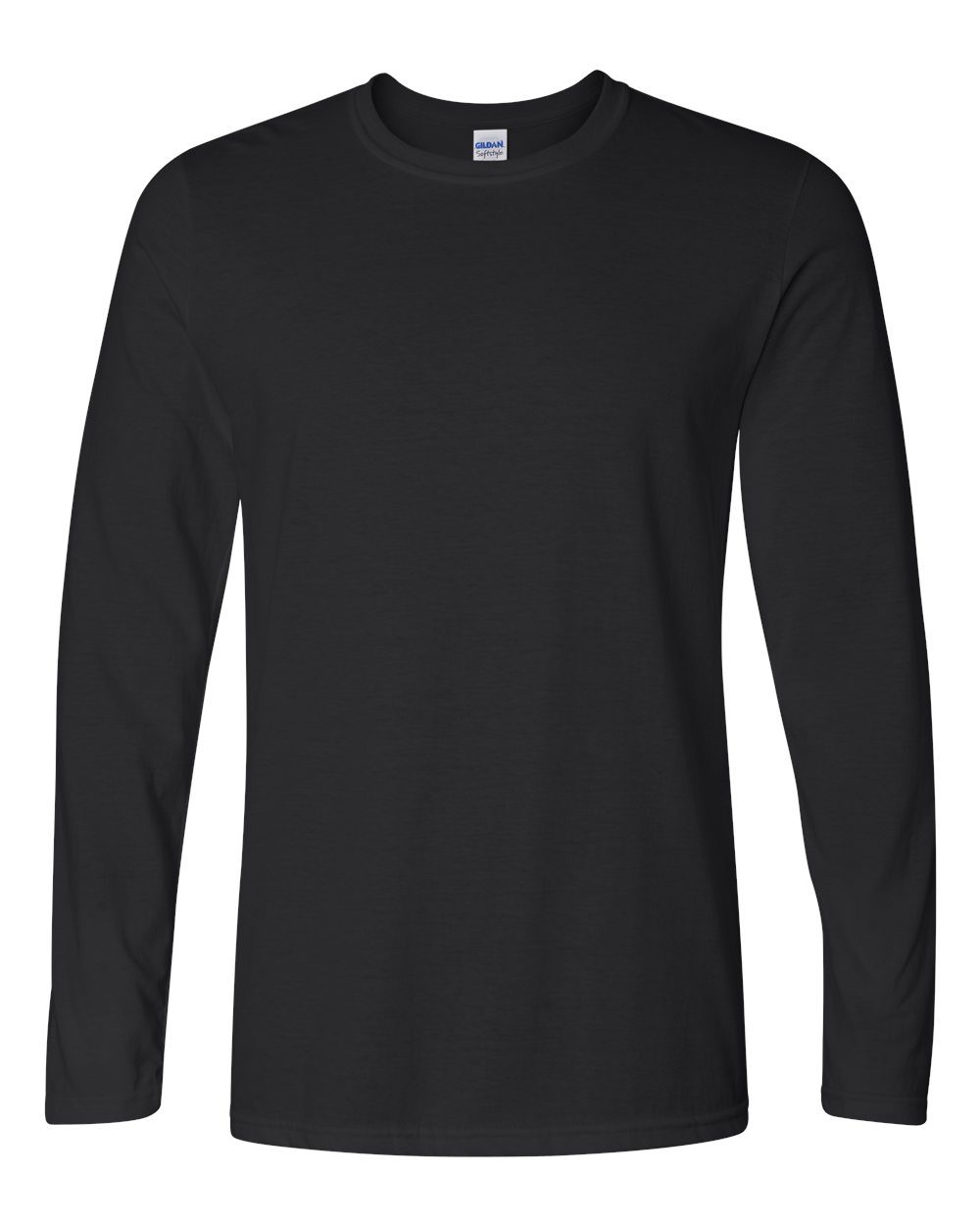 Gildan 64400 Unisex Softstyle® Long Sleeve T-Shirt - Black - Front View
