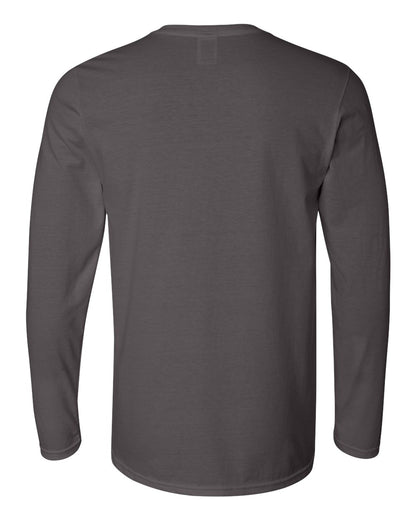 Gildan 64400 Unisex Softstyle® Long Sleeve T-Shirt - Charcoal - Back View