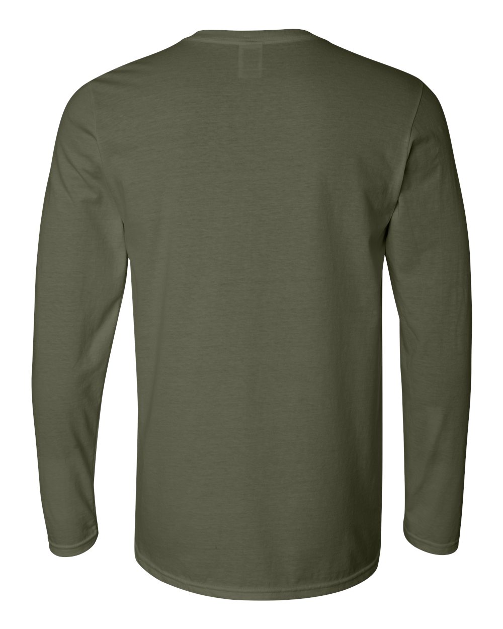 Gildan 64400 Unisex Softstyle® Long Sleeve T-Shirt - Military Green - Back View