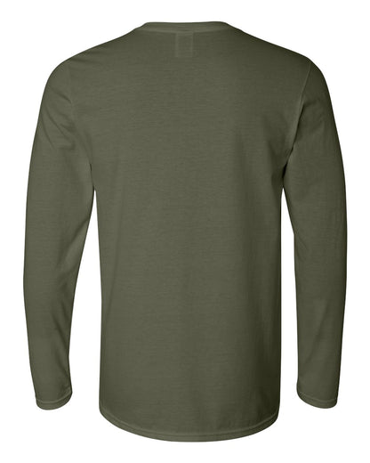 Gildan 64400 Unisex Softstyle® Long Sleeve T-Shirt - Military Green - Back View