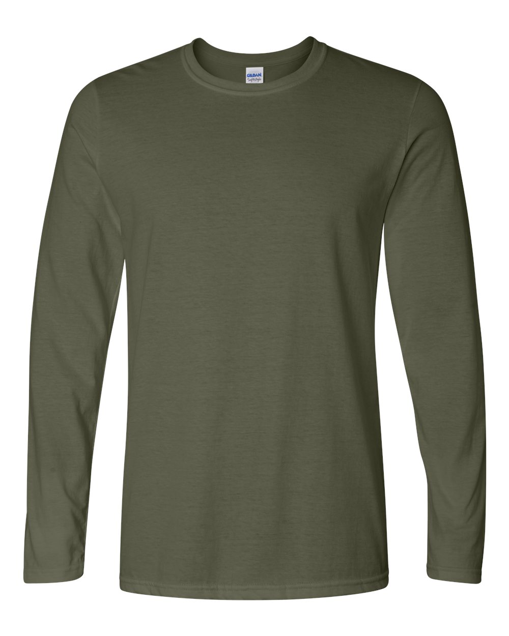 Gildan 64400 Unisex Softstyle® Long Sleeve T-Shirt - Military Green - Front View