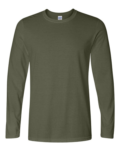 Gildan 64400 Unisex Softstyle® Long Sleeve T-Shirt - Military Green - Front View
