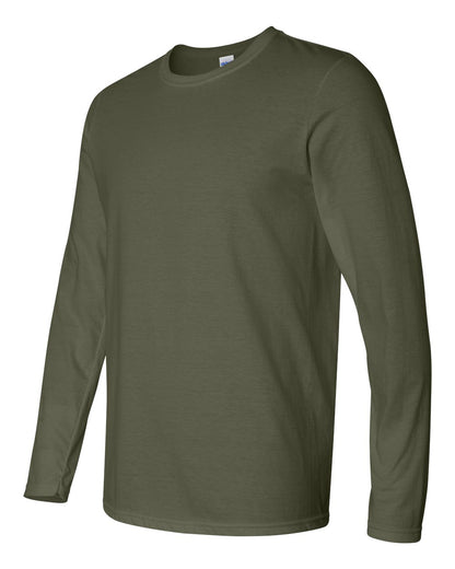 Gildan 64400 Unisex Softstyle® Long Sleeve T-Shirt - Military Green - Side View