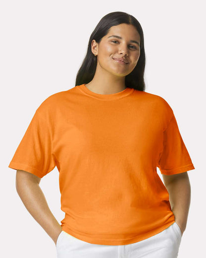 Comfort Colors 1717 Unisex Garment-Dyed Heavyweight T-Shirt - Bright Orange - On Model Front