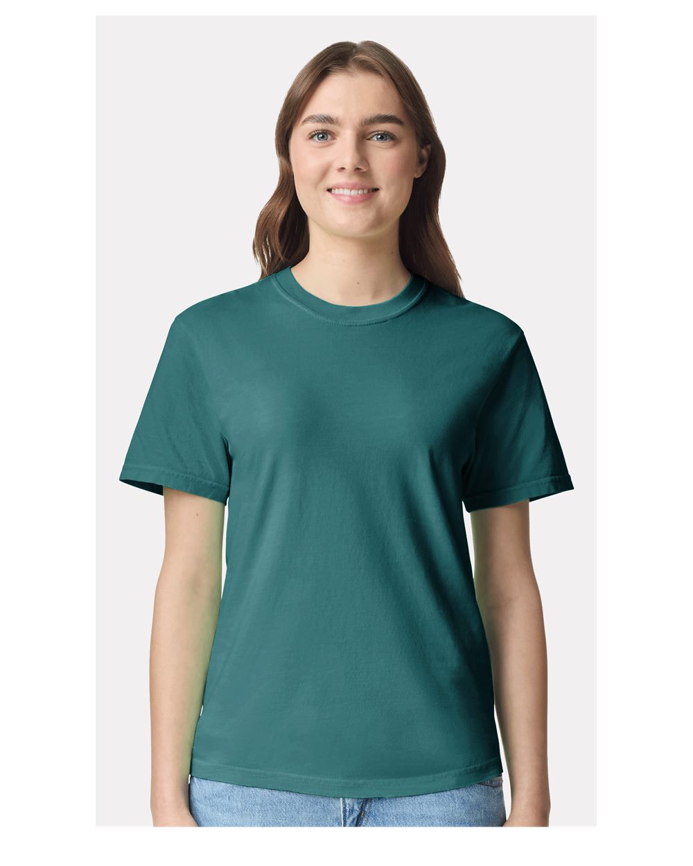 Comfort Colors 1717 Unisex Garment-Dyed Heavyweight T-Shirt - Seafoam - On Model Front