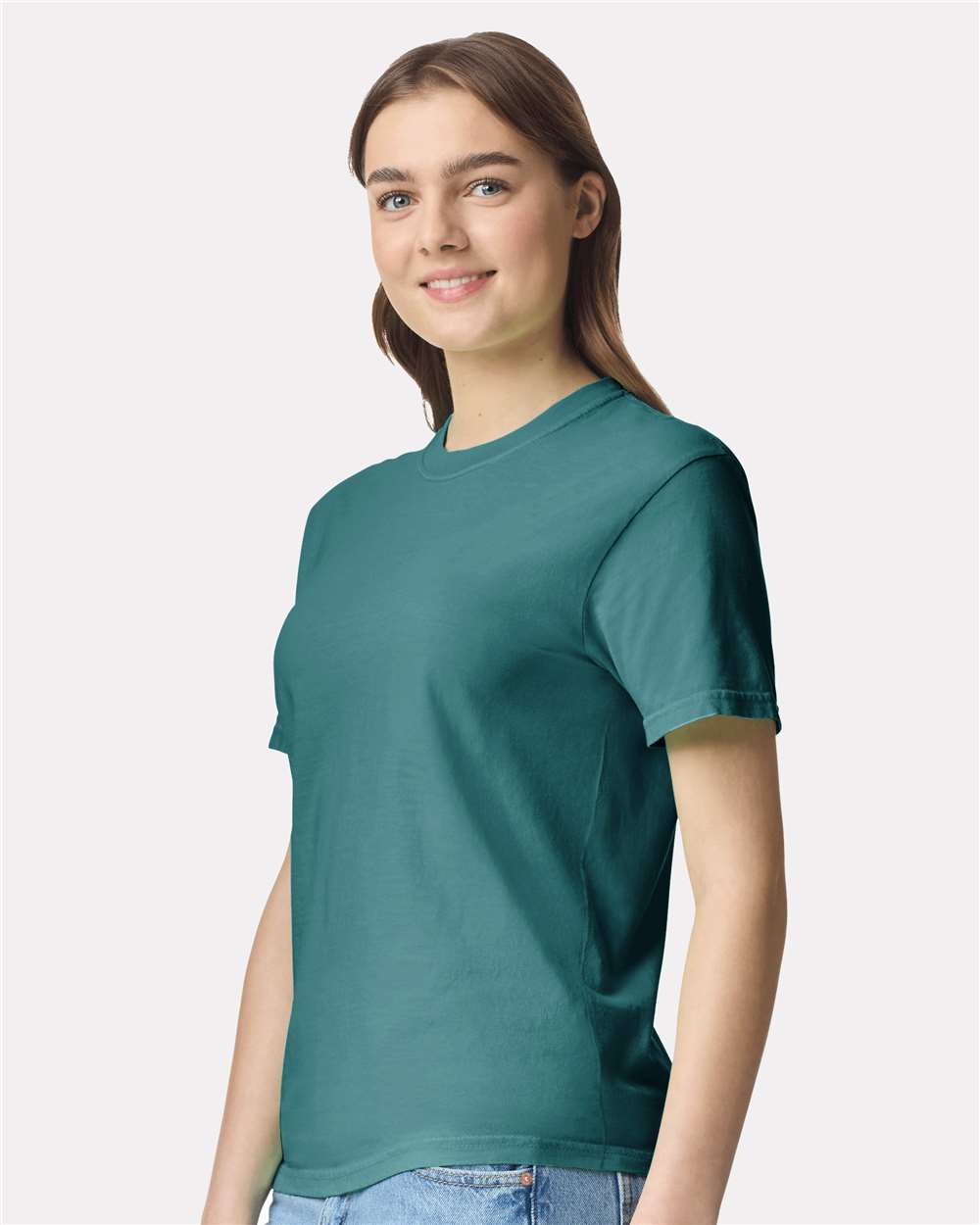 Comfort Colors 1717 Unisex Garment-Dyed Heavyweight T-Shirt - Seafoam - On Model Side