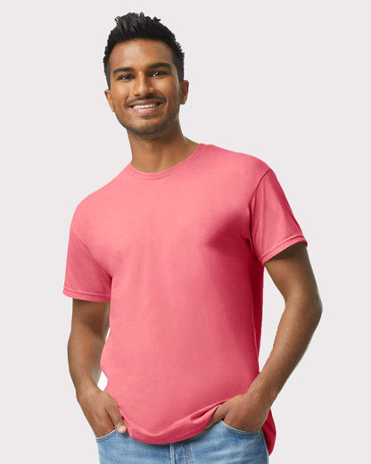 Gildan 5000 Unisex Heavy Cotton™ T-Shirt - Coral Silk - On Model Front