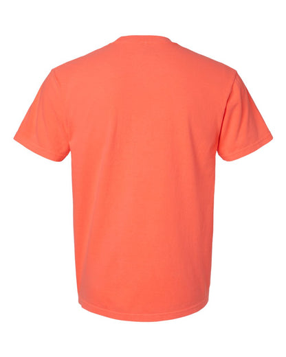 Comfort Colors 1717 Unisex Garment-Dyed Heavyweight T-Shirt - Neon Red Orange - Back View
