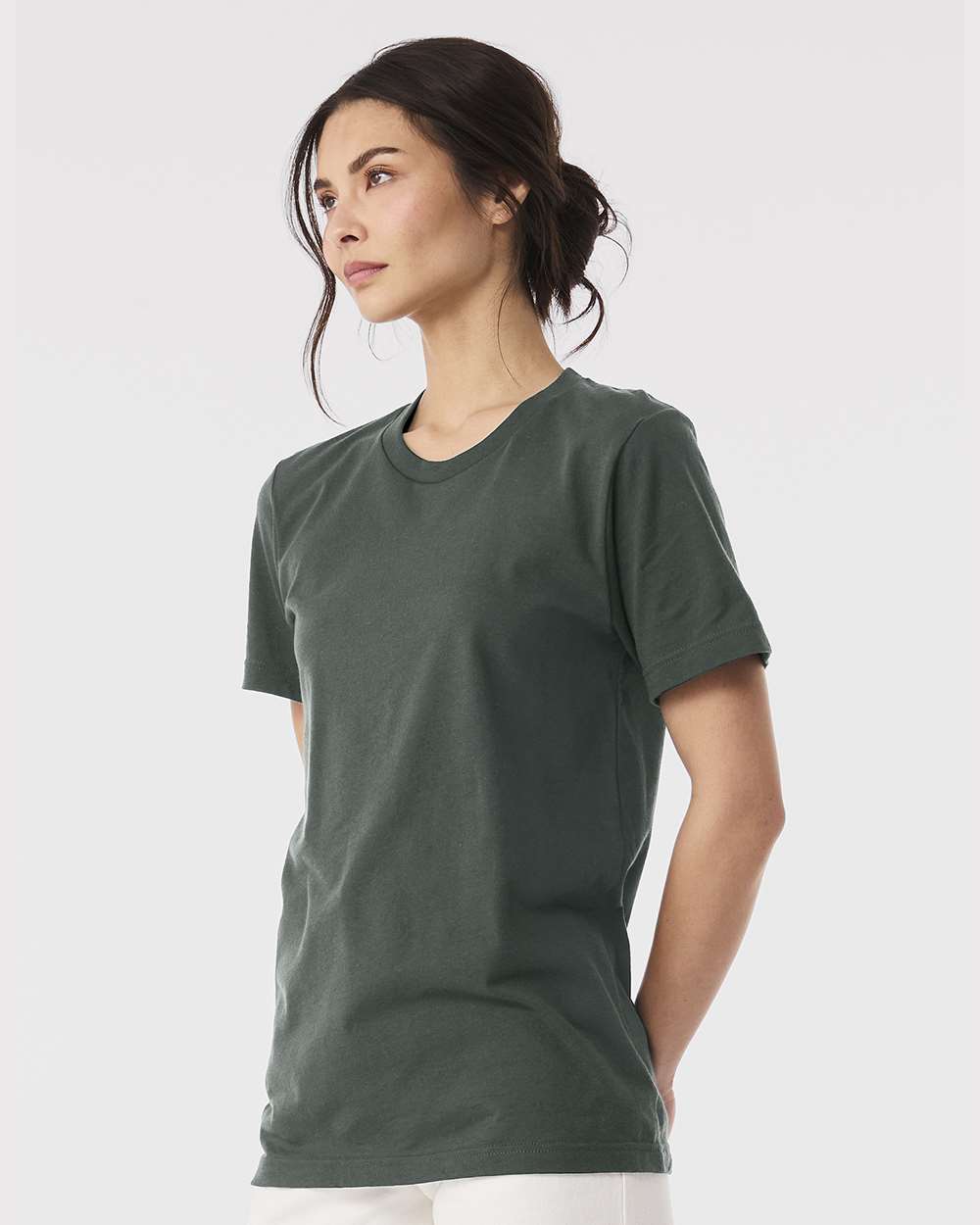 BELLA + CANVAS 3001 Jersey Tee - Hunter Green - On Model Side