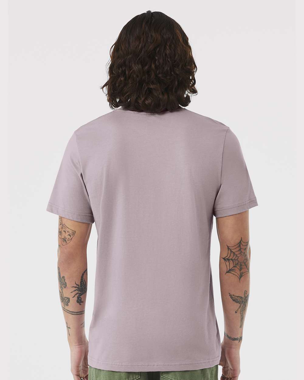 BELLA + CANVAS 3001 Jersey Tee - Pink Gravel - On Model Back
