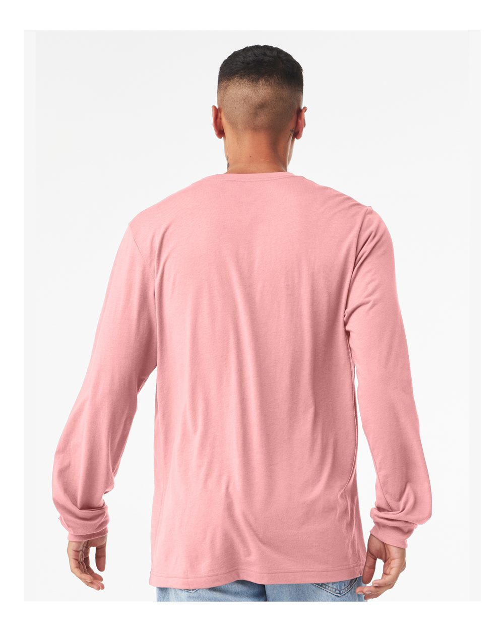 BELLA + CANVAS 3501 Unisex Jersey Long Sleeve Tee - Pink - On Model Back