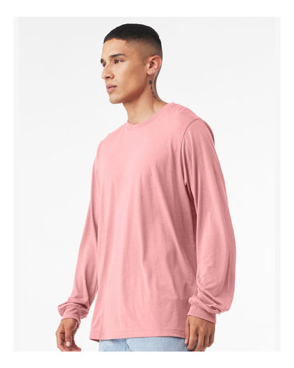 BELLA + CANVAS 3501 Unisex Jersey Long Sleeve Tee - Pink - On Model Side