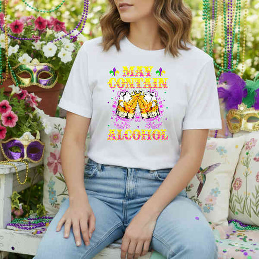 May Contain Alcohol Mardi Gras Shirt Party – DTF Transfer