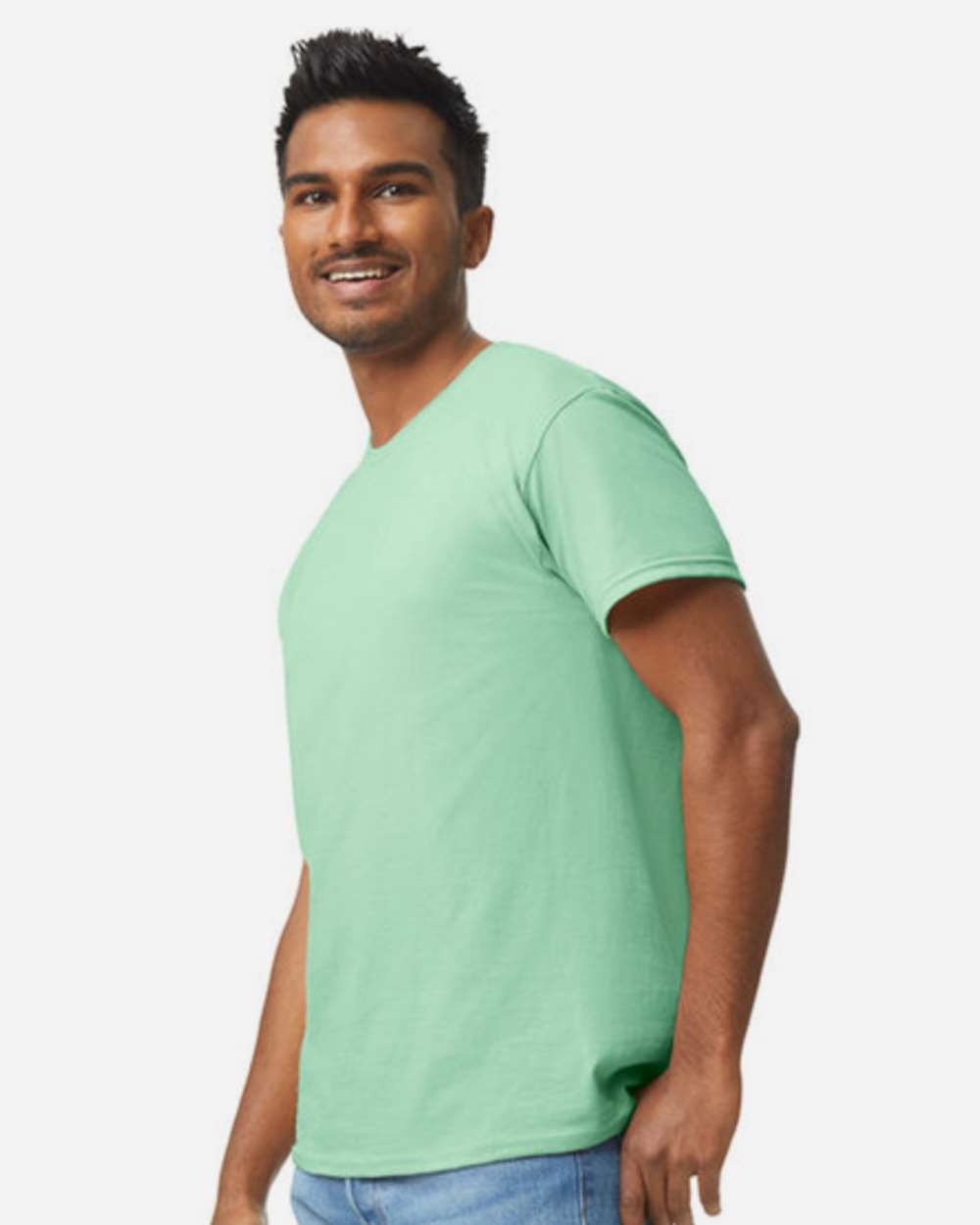 Gildan 5000 Unisex Heavy Cotton™ T-Shirt - Mint Green - On Model Side