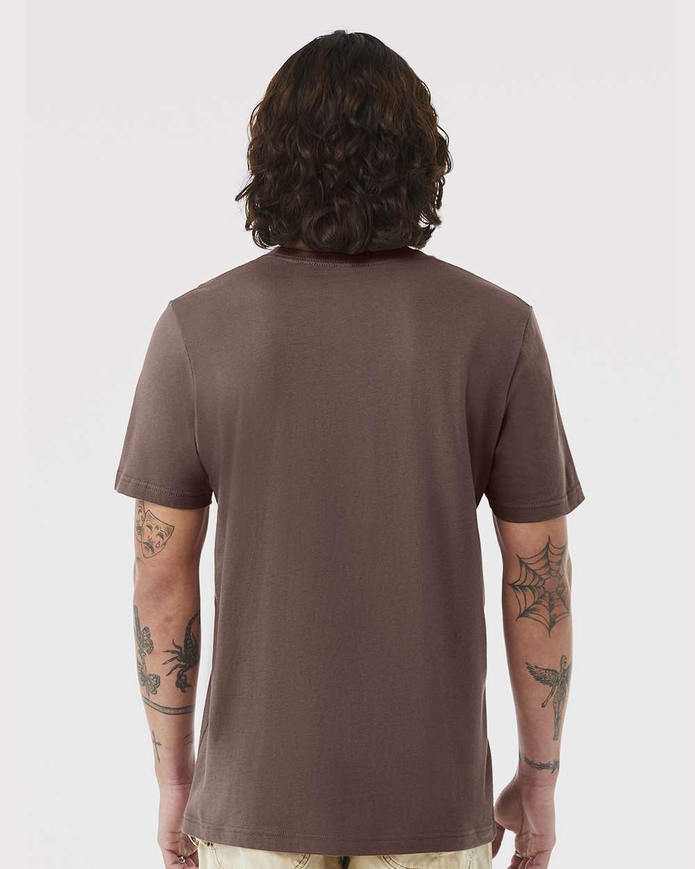 BELLA + CANVAS 3001 Jersey Tee - Cocoa - On Model Back