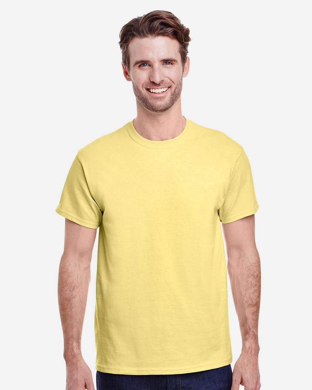 Gildan 5000 Unisex Heavy Cotton™ T-Shirt - Cornsilk - On Model Front