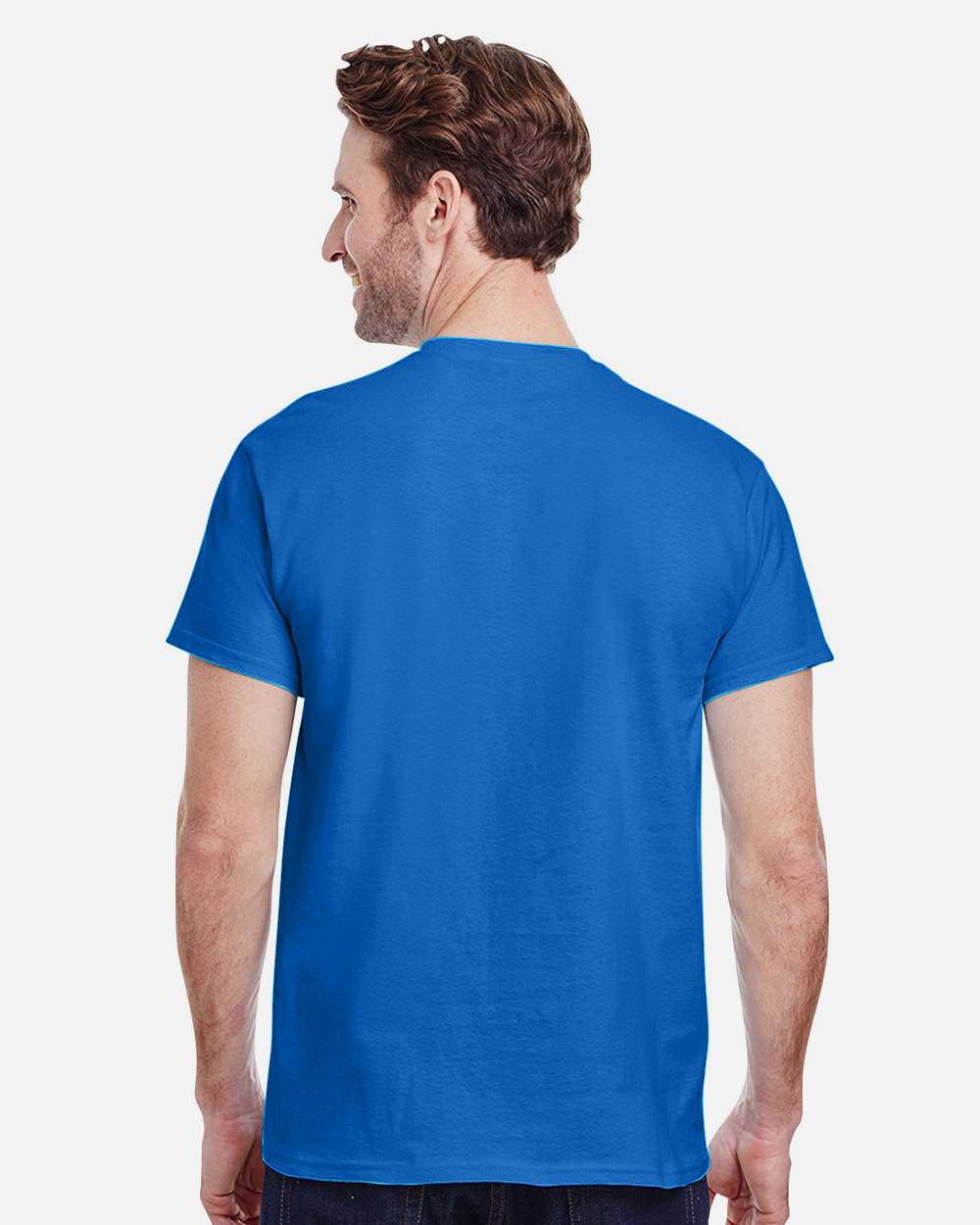 Gildan 5000 Unisex Heavy Cotton™ T-Shirt - Neon Blue - On Model Back