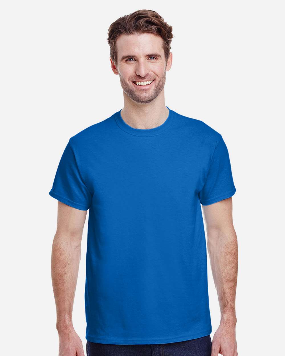 Gildan 5000 Unisex Heavy Cotton™ T-Shirt - Neon Blue - On Model Front