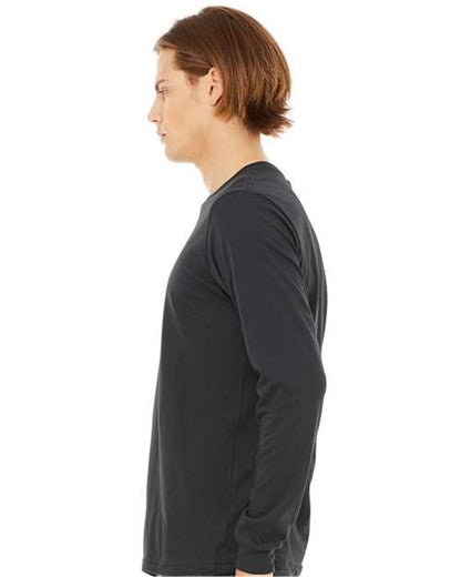 BELLA + CANVAS 3501 Unisex Jersey Long Sleeve Tee - Dark Grey - On Model Side