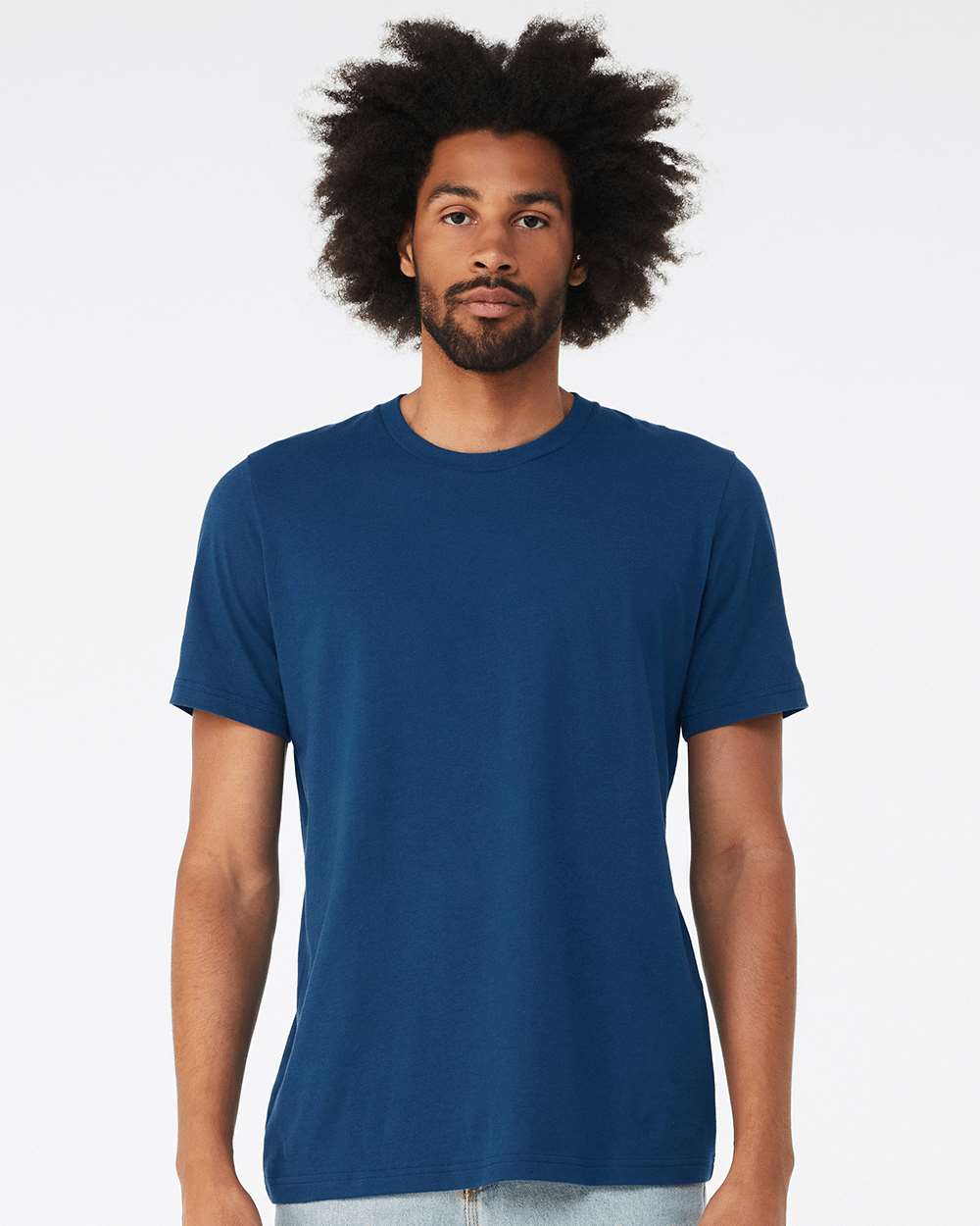 BELLA + CANVAS 3001 Jersey Tee - Cool Blue - On Model Front