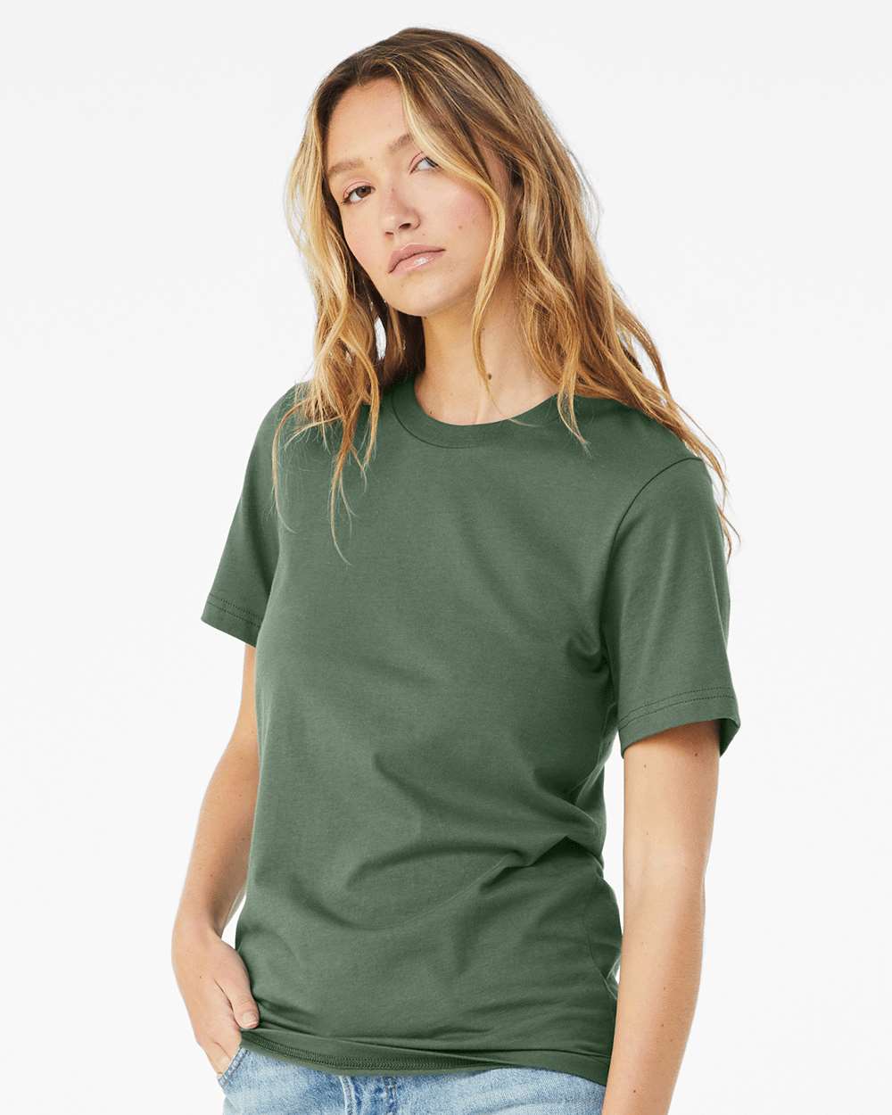 BELLA + CANVAS 3001 Jersey Tee - Pine - On Model Side