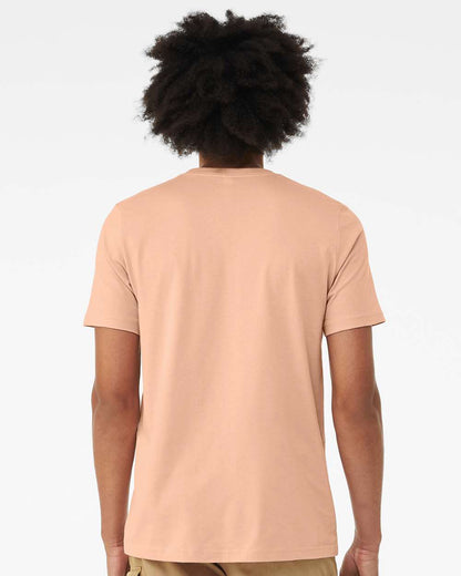 BELLA + CANVAS 3001 Jersey Tee - Peach - On Model Back