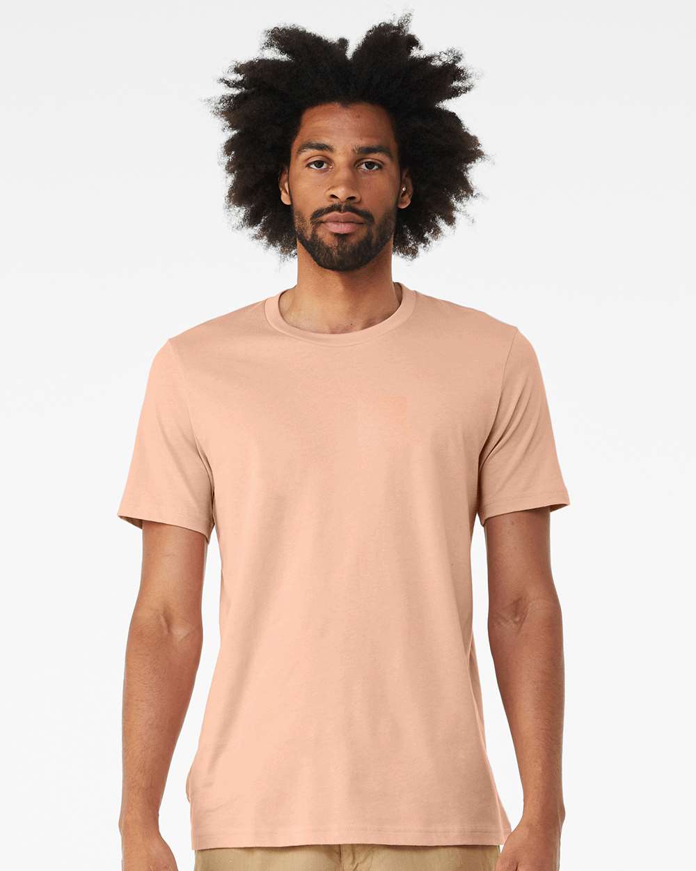 BELLA + CANVAS 3001 Jersey Tee - Peach - On Model Front