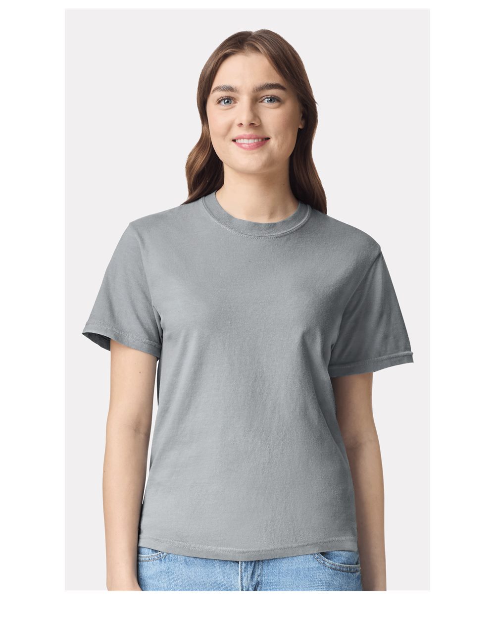 Comfort Colors 1717 Unisex Garment-Dyed Heavyweight T-Shirt - Granite - On Model Front
