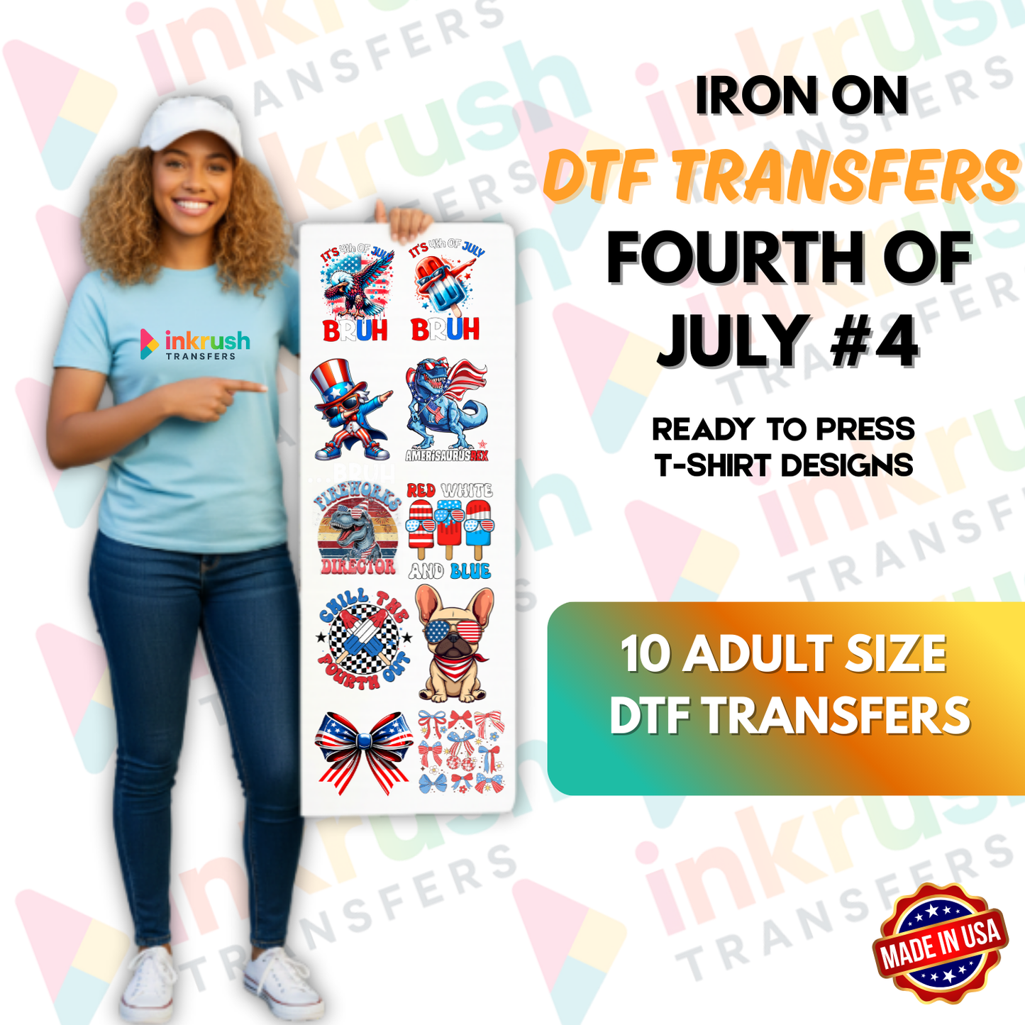 Fourth of July Kids Bundle #4 – Retro Popsicles & Fireworks (22″, 12 Kid Transfers)