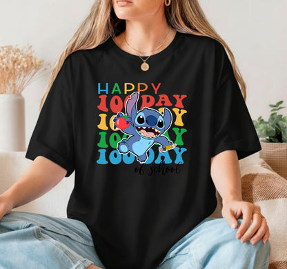 Happy 100 Days Blue Alien – 100 Days of School DTF Transfer