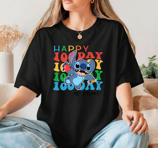 Happy 100 Days Blue Alien – 100 Days of School DTF Transfer