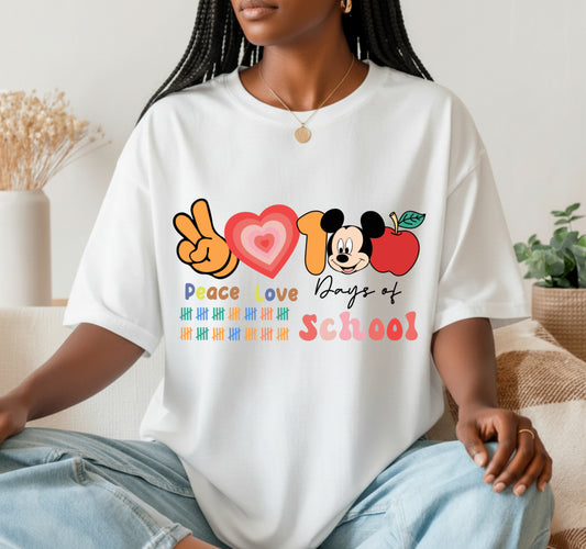Peace Love 100 Days of School – 100 Days of School DTF Transfer