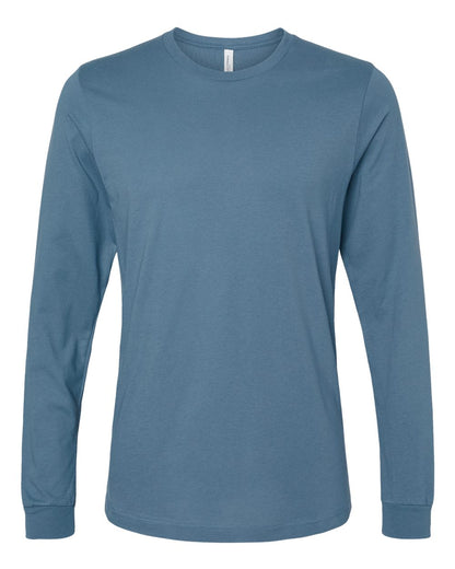 BELLA + CANVAS 3501 Unisex Jersey Long Sleeve Tee - Steel Blue - Front View