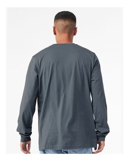 BELLA + CANVAS 3501 Unisex Jersey Long Sleeve Tee - Steel Blue - On Model Back