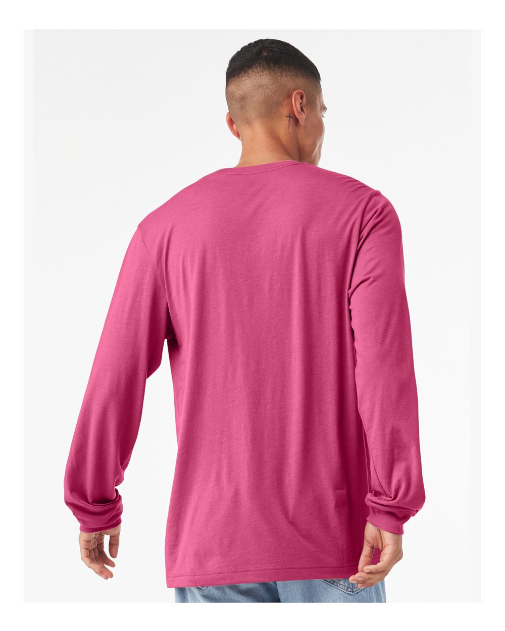 BELLA + CANVAS 3501 Unisex Jersey Long Sleeve Tee - Berry - On Model Back