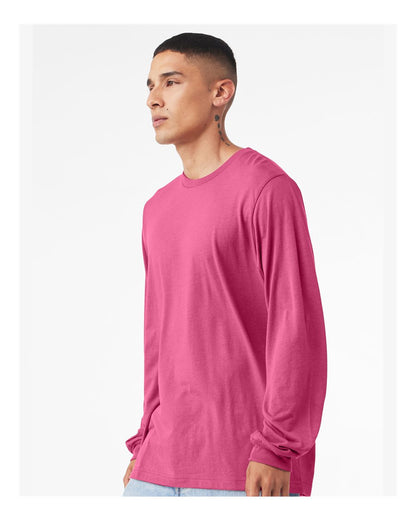 BELLA + CANVAS 3501 Unisex Jersey Long Sleeve Tee - Berry - On Model Side